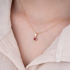 14K Gold Ruby & Diamond Oval Necklace – Astra