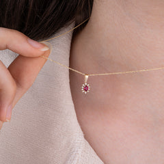 14K Gold Ruby & Diamond Oval Necklace – Astra