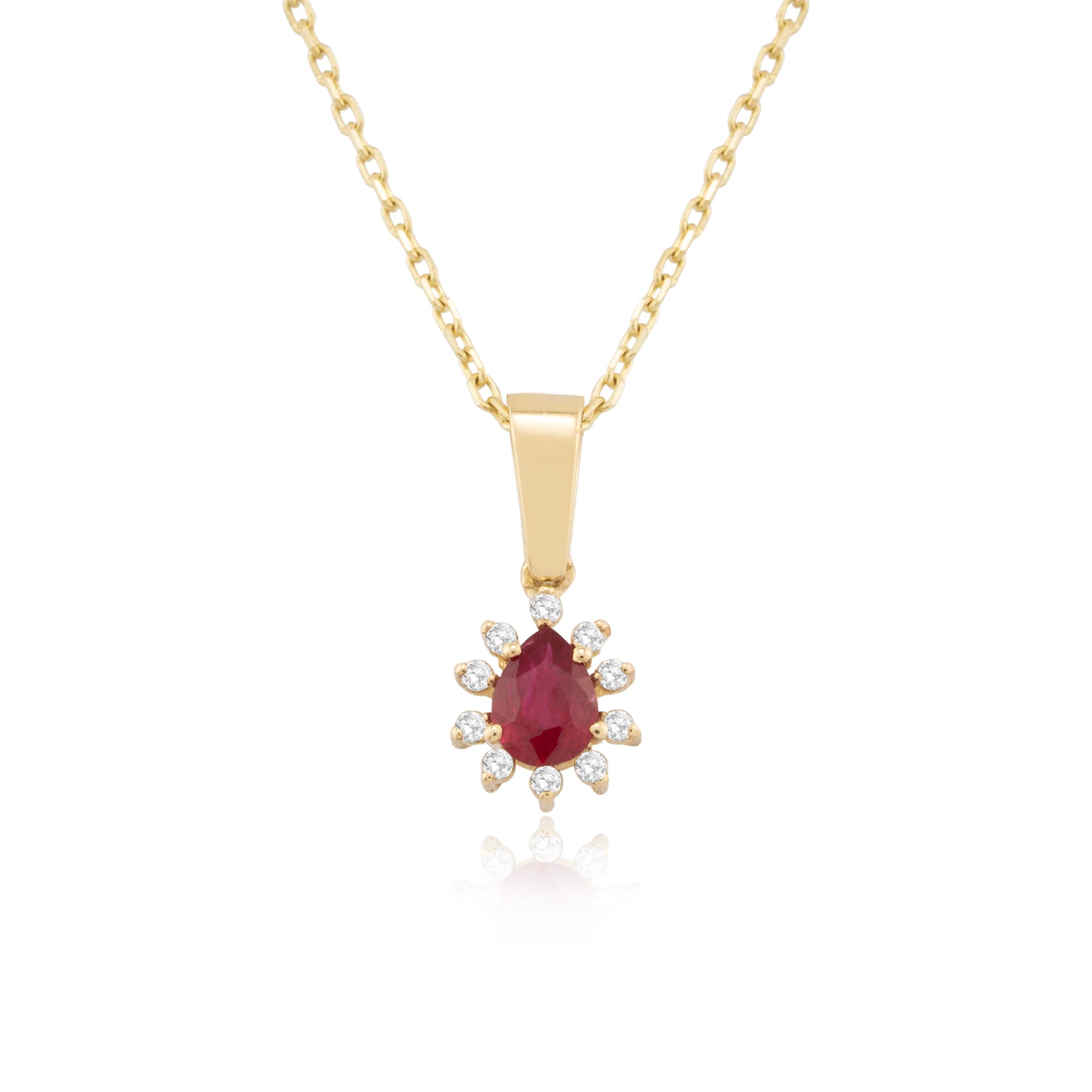 14K Gold Ruby & Diamond Pear Necklace – Astra