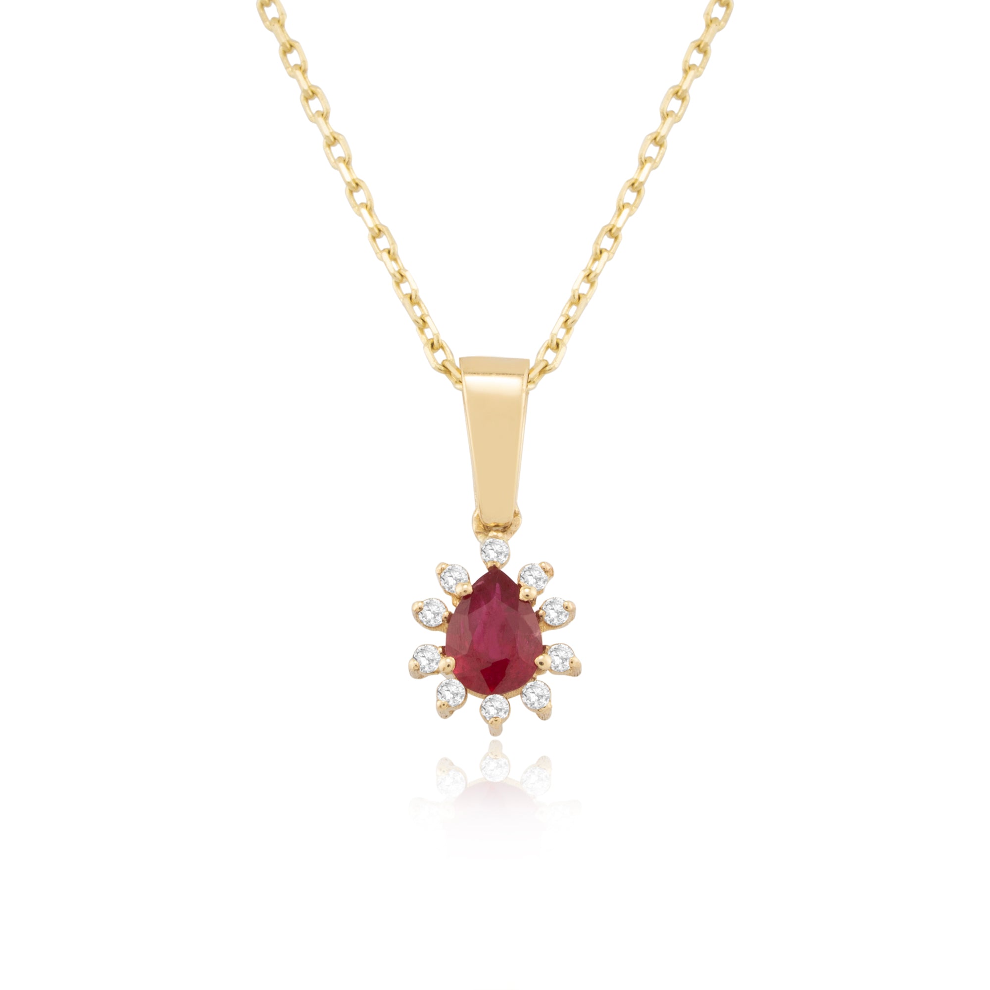 14K Gold Ruby & Diamond Pear Necklace – Astra