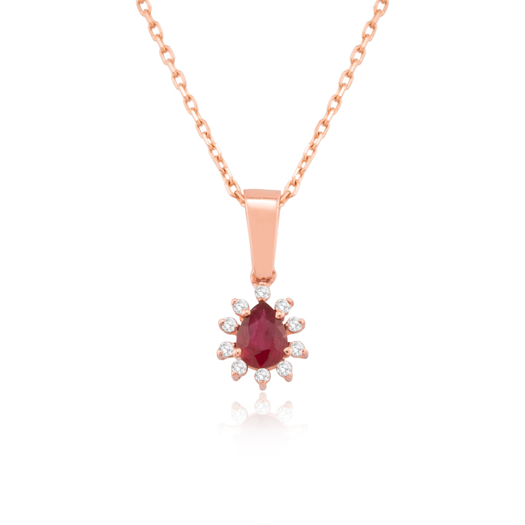 14K Gold Ruby & Diamond Pear Necklace – Astra