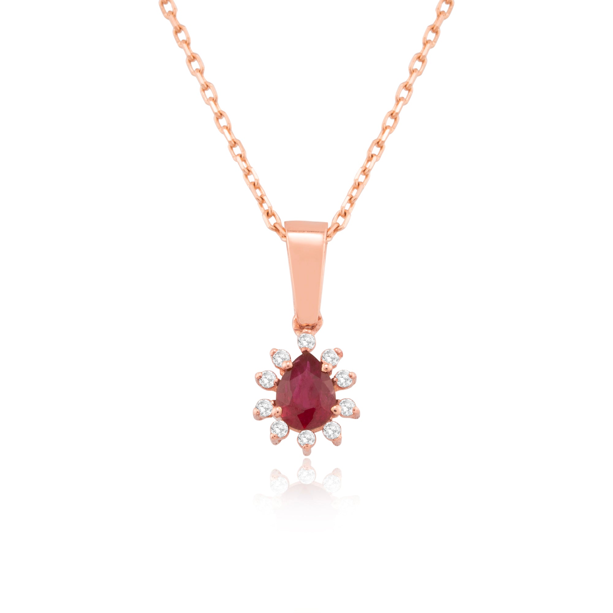 14K Gold Ruby & Diamond Pear Necklace – Astra
