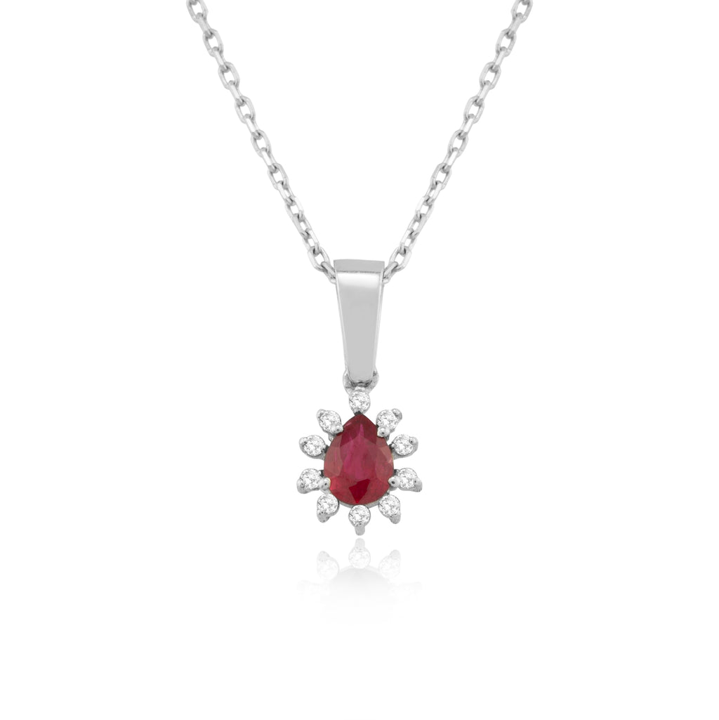 14K Gold Ruby & Diamond Pear Necklace – Astra