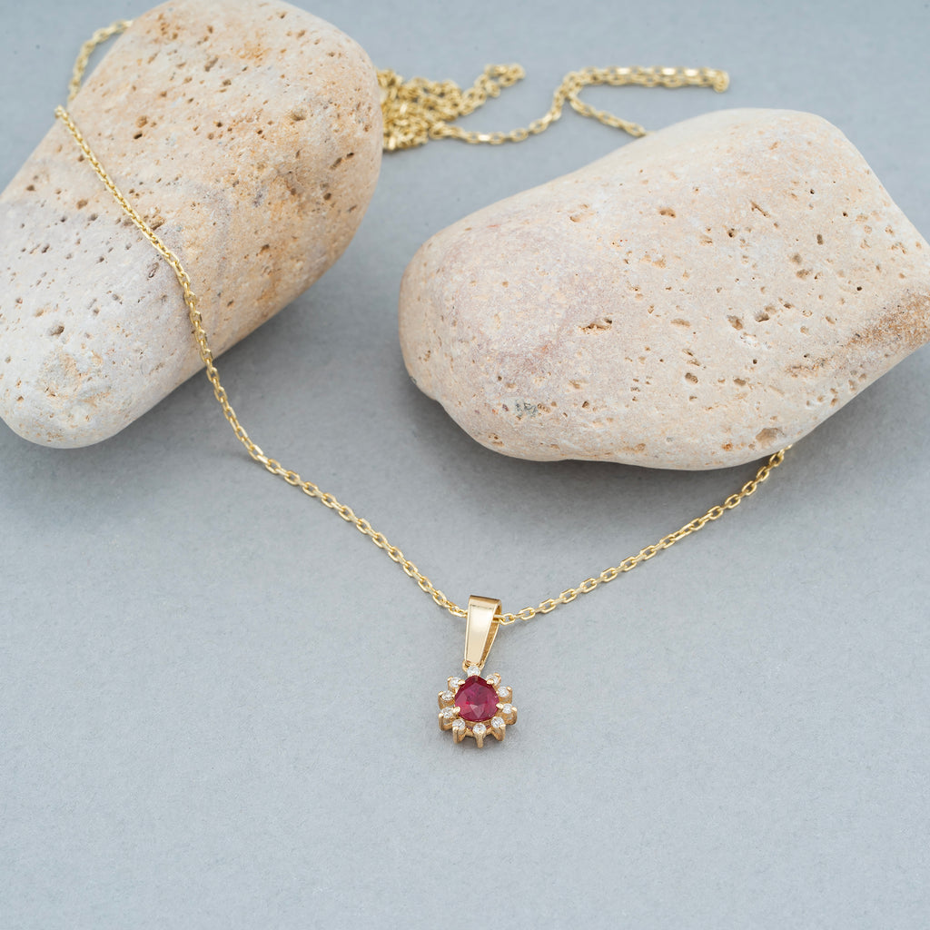 14K Gold Ruby & Diamond Pear Necklace – Astra