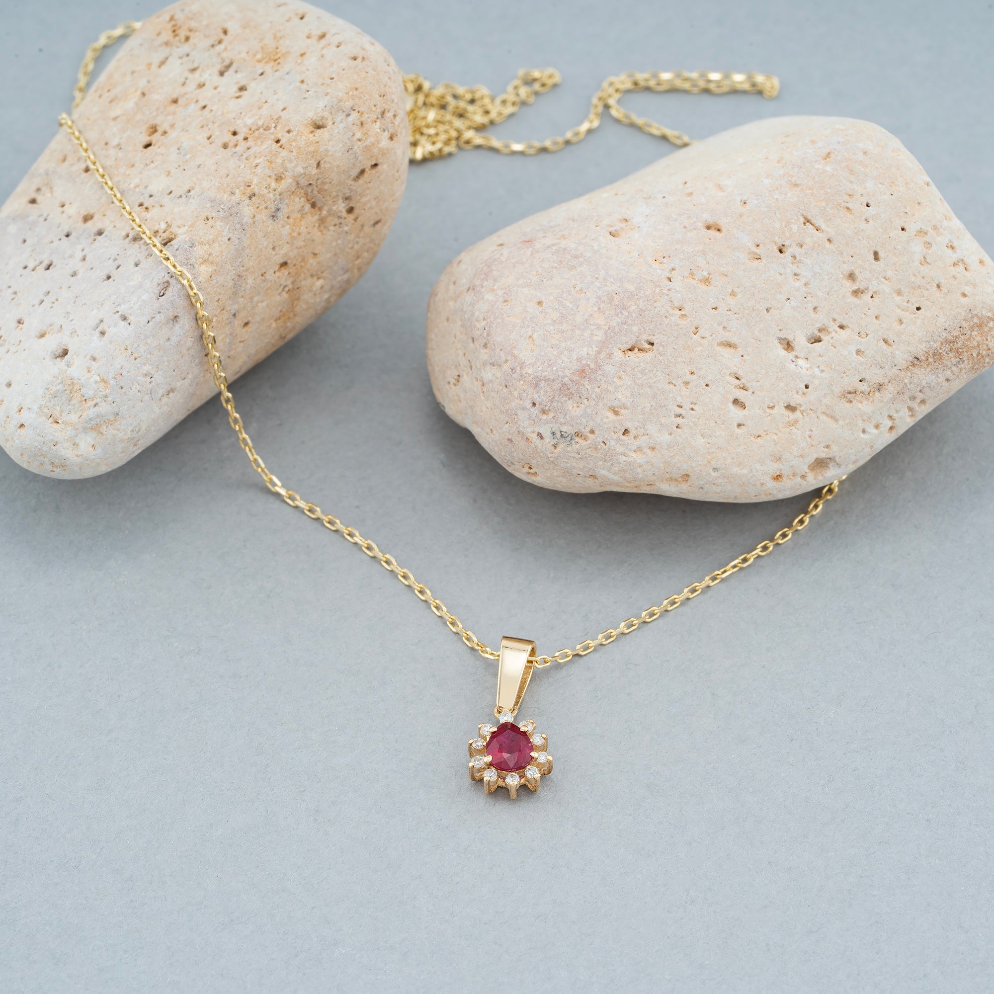 14K Gold Ruby & Diamond Pear Necklace – Astra
