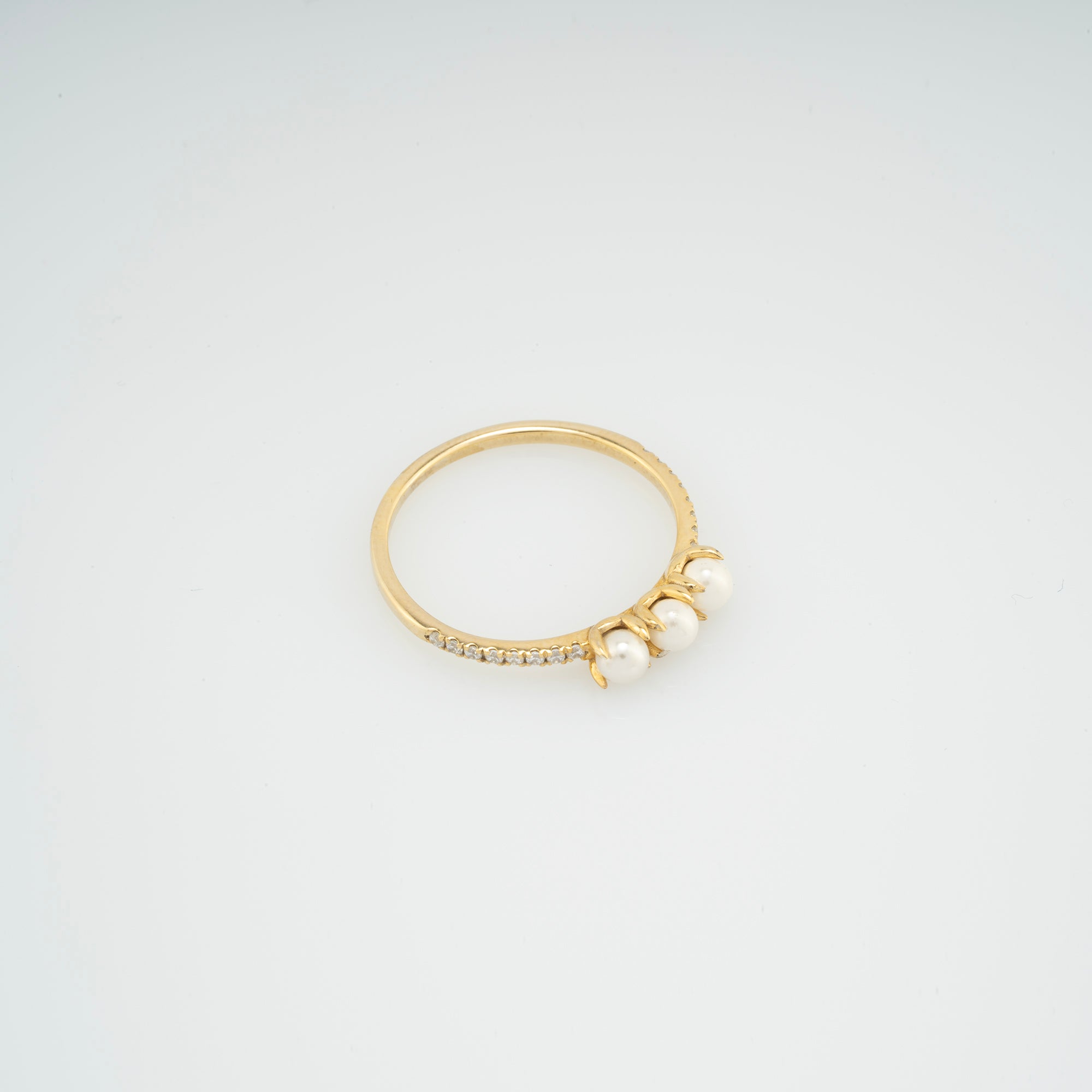 14K Gold Pearl & Diamond Band Ring – Melora