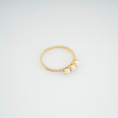 14K Gold Pearl & Diamond Band Ring – Melora