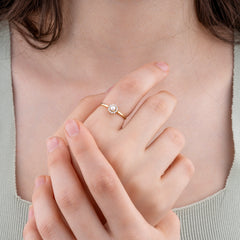 14K Gold Pearl & Diamond Halo Ring – Solvyn