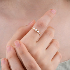 14K Gold Pearl & Diamond Band Ring – Melora