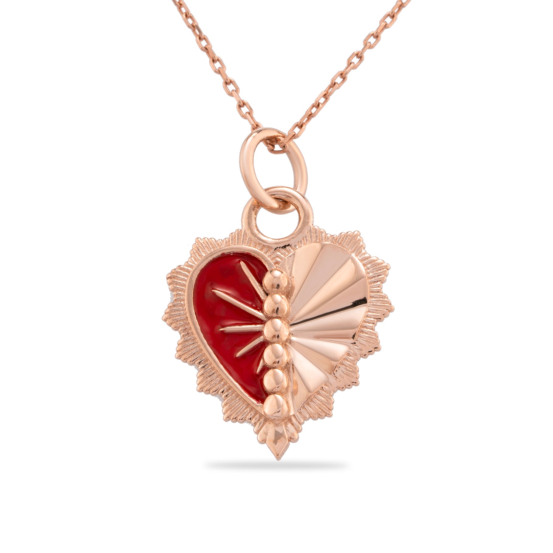 14k Gold Enamel Heart Necklace | Amora