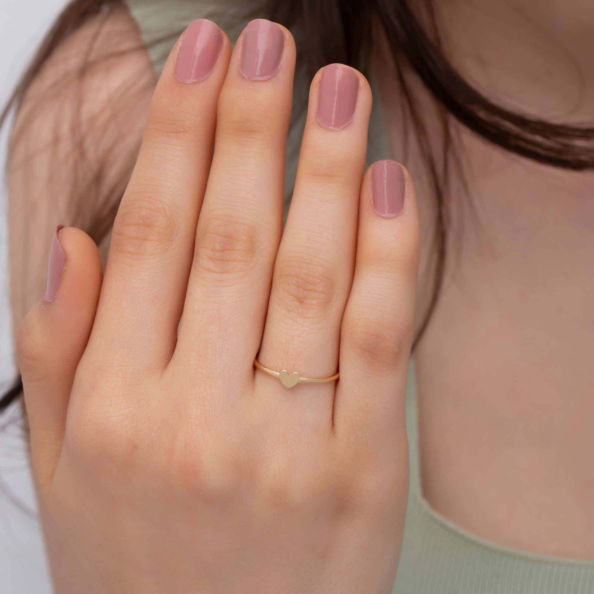 14K Gold Minimalist Heart Stacking Ring – Amelia