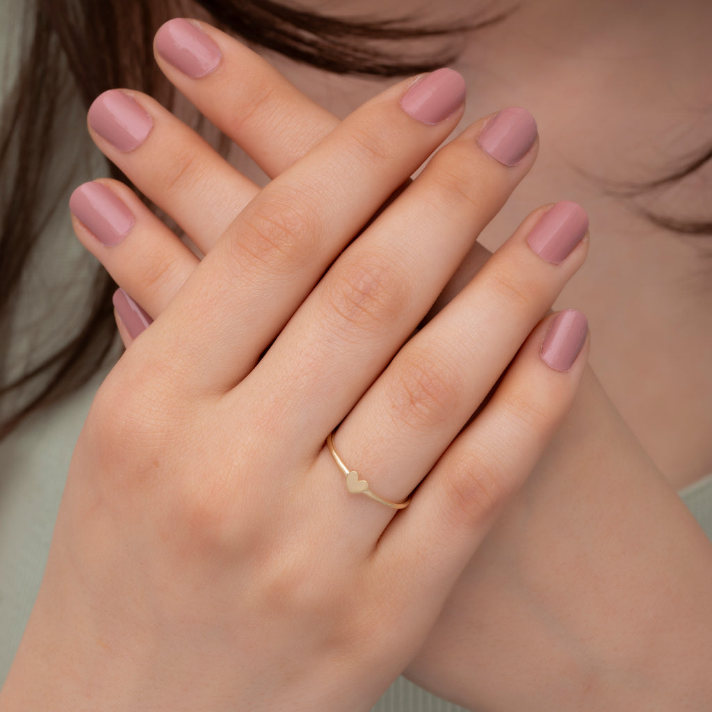 14K Gold Minimalist Heart Stacking Ring – Amelia