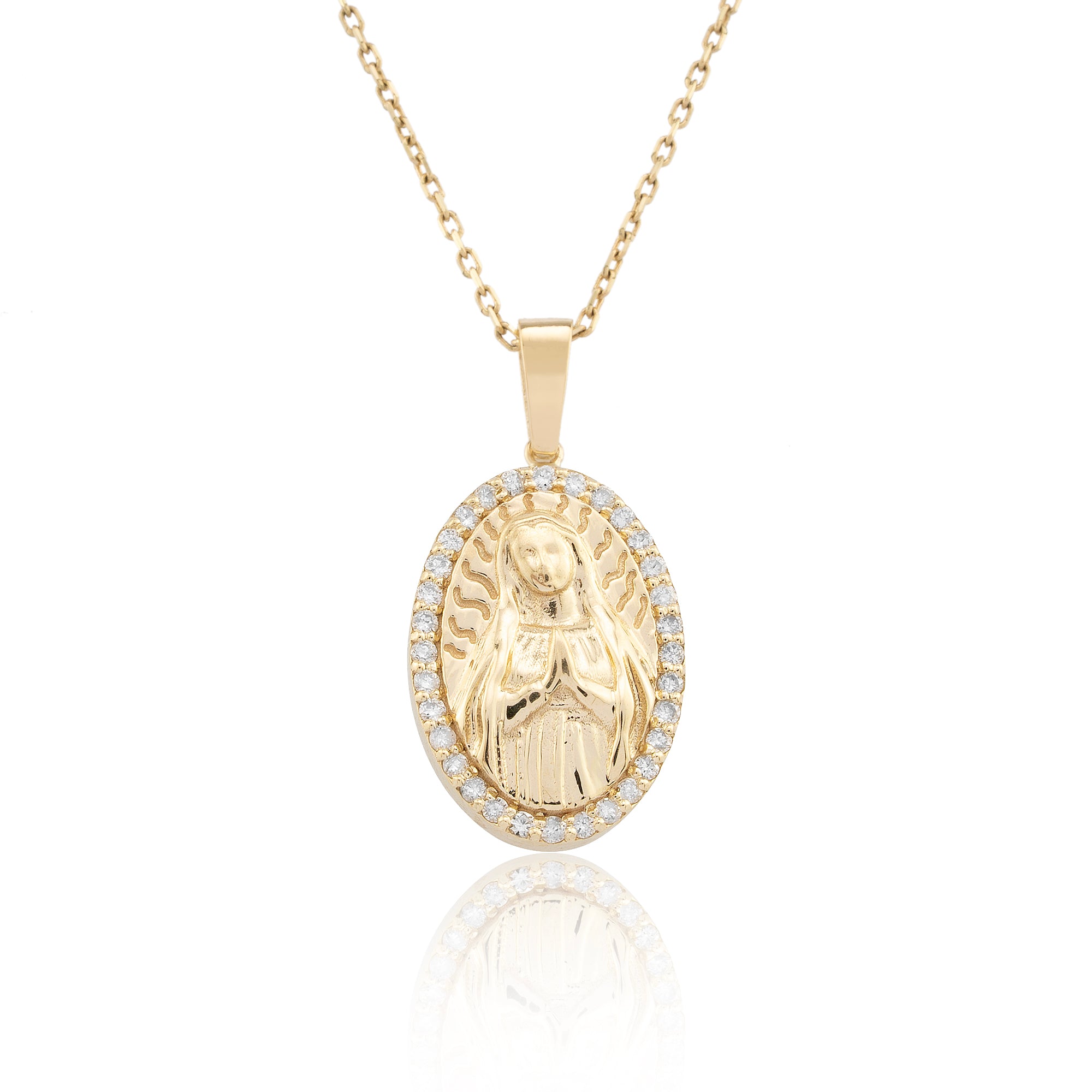 14K Gold Virgin Mary Necklace – Sancta