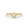 14K Gold Pearl & Diamond Halo Ring – Solvyn