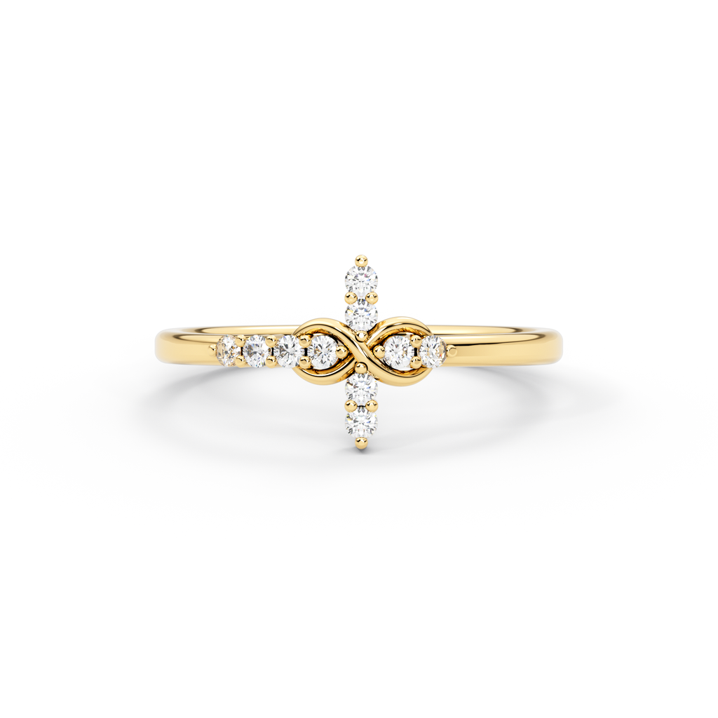 14K Gold Infinity Diamond Cross Ring – Everlight