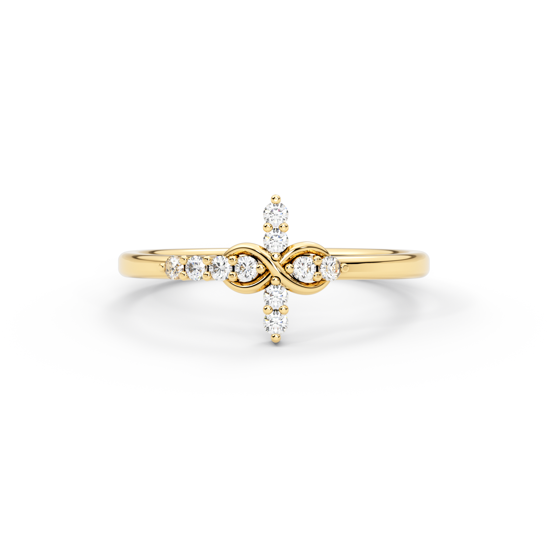 14K Gold Infinity Diamond Cross Ring – Everlight