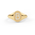 14K Gold Diamond Initial Signet Ring – Arlo
