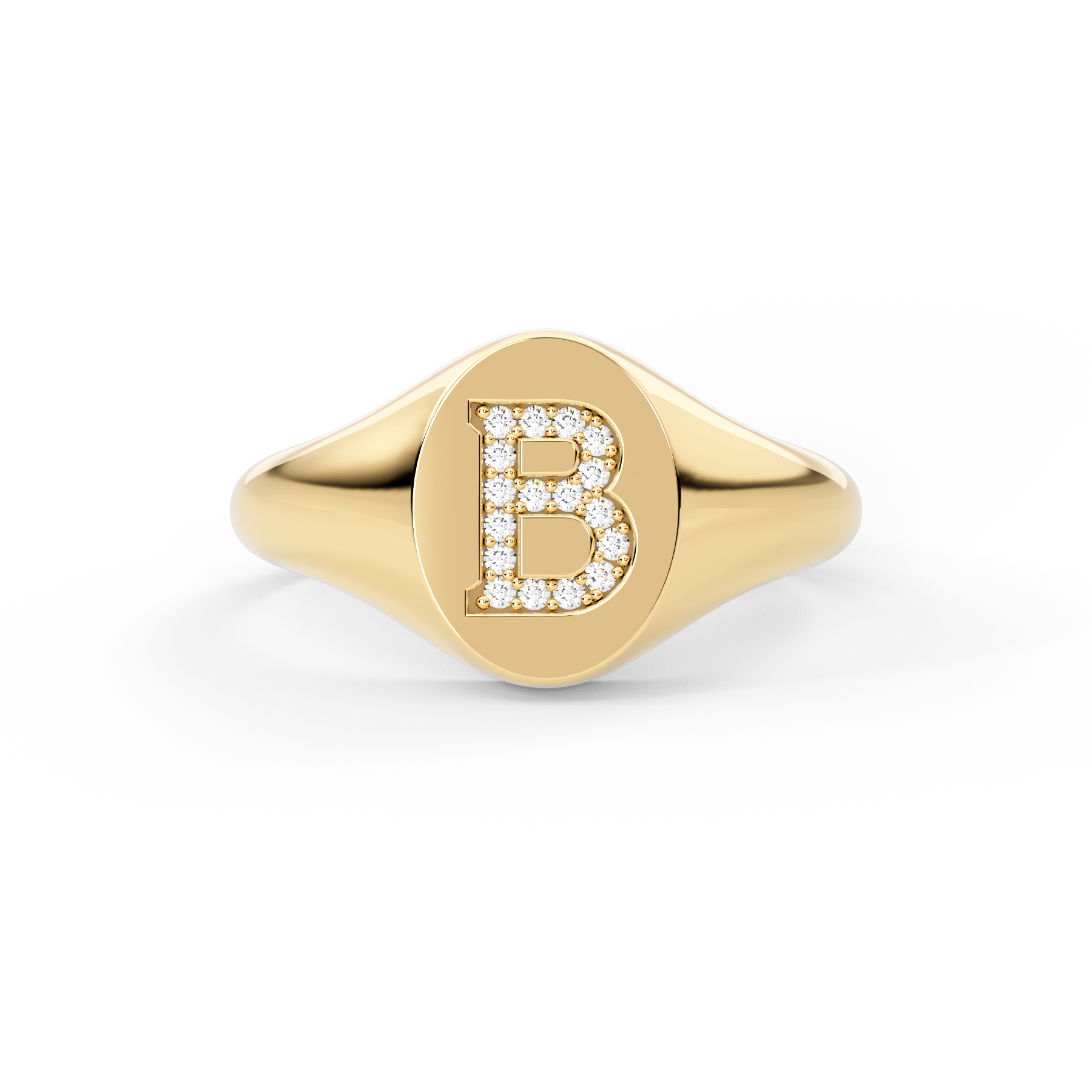 14K Gold Diamond Initial Signet Ring – Arlo