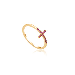 14K Gold Ruby Cross Ring – Serelis