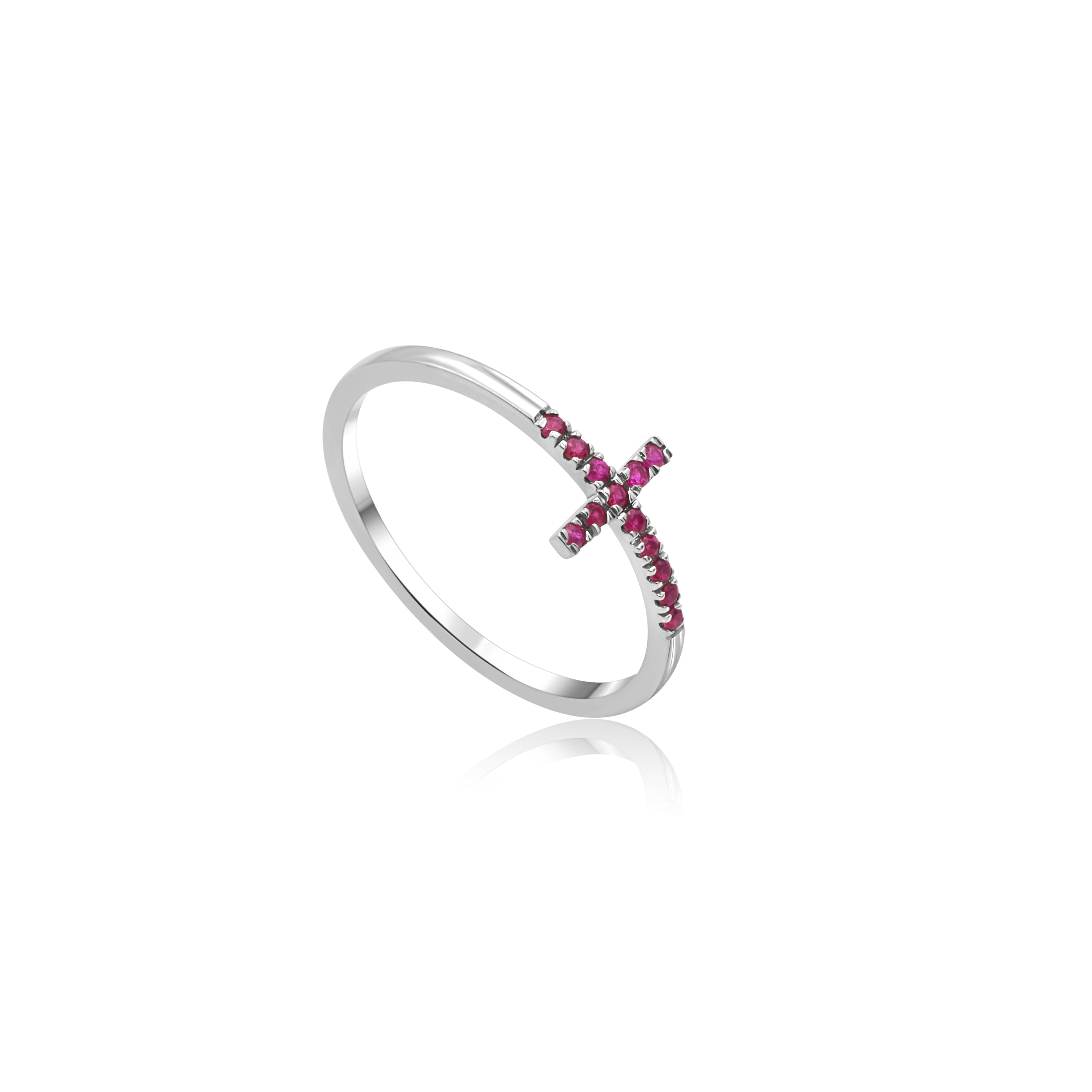 14K Gold Diamond Cross Rings/ Dainty Band Rings Gold Diamond, Sapphire, Emerald and Ruby Cross Rings/ Gift for Her/ Mothers Day Gift