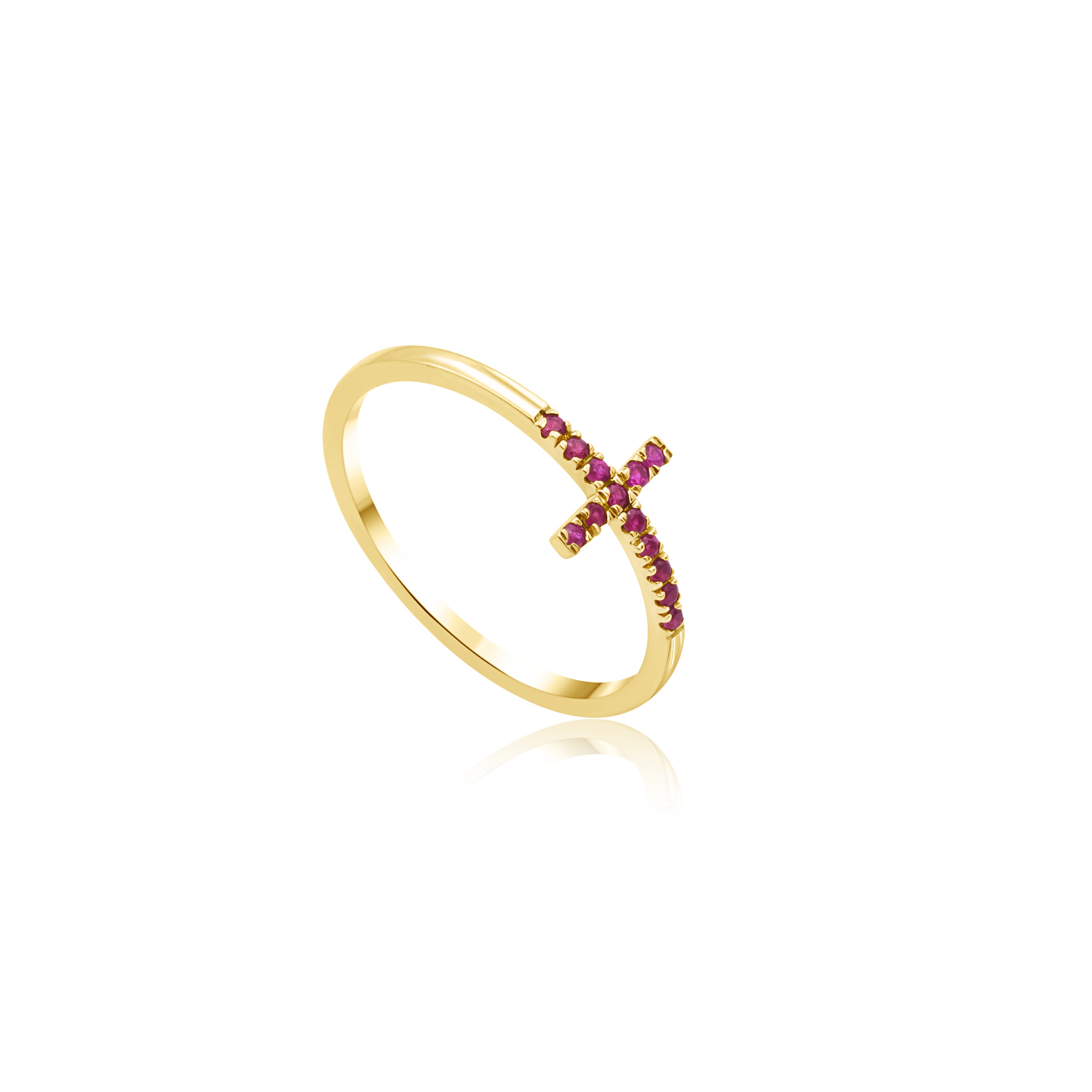 14K Gold Diamond Cross Rings/ Dainty Band Rings Gold Diamond, Sapphire, Emerald and Ruby Cross Rings/ Gift for Her/ Mothers Day Gift