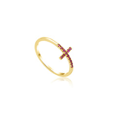 14K Gold Ruby Cross Ring – Serelis
