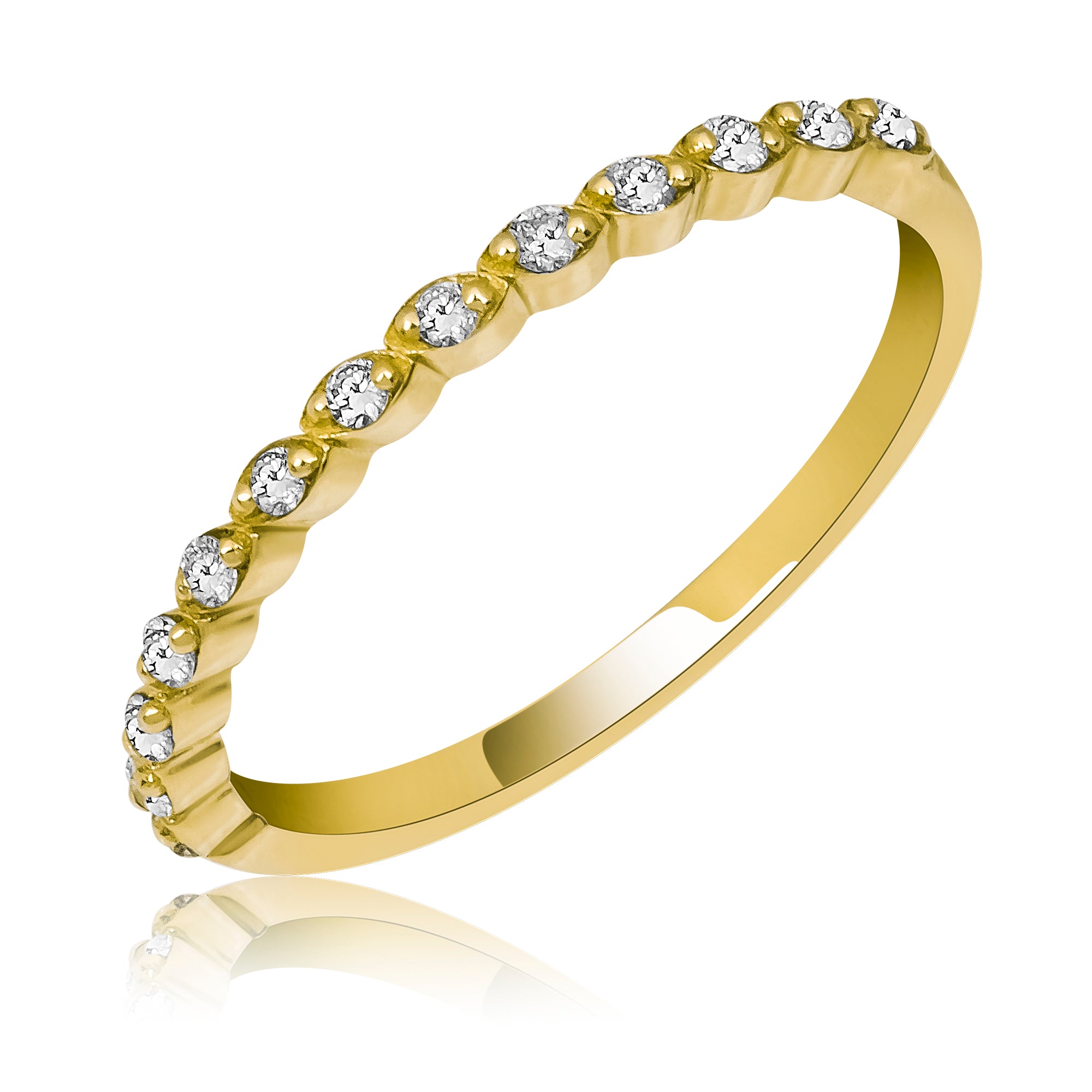 14K Solid Gold Diamond Rings/ Minimalist Thin Wedding Band/ Diamond Half Eternity Band/ Diamond Dainty Stacking Ring/ Gift for Her/ The Mom