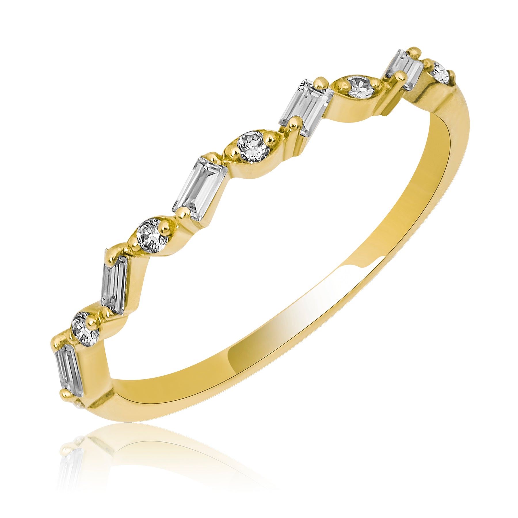 14K Gold Baguette & Round Diamond Ring – Elyndra