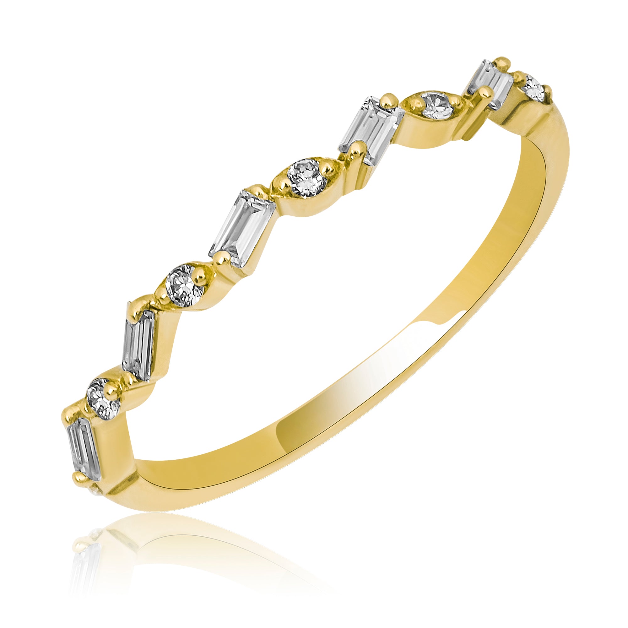 14K Gold Baguette & Round Diamond Ring – Elyndra
