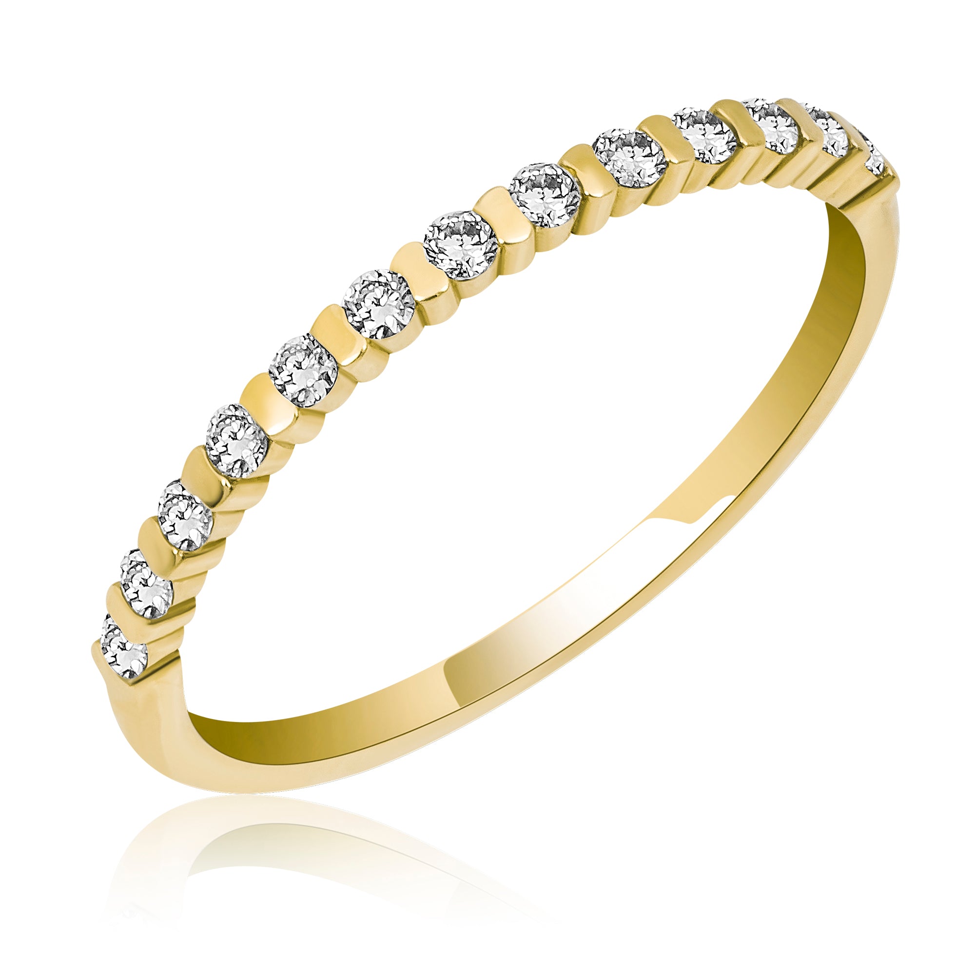 14K Solid Gold 1.40 MM Round Diamond Wedding Rings/ Minimalist Thin Wedding Band/ Diamond Half Eternity Band/ The Mom/ Mothers Day Gift