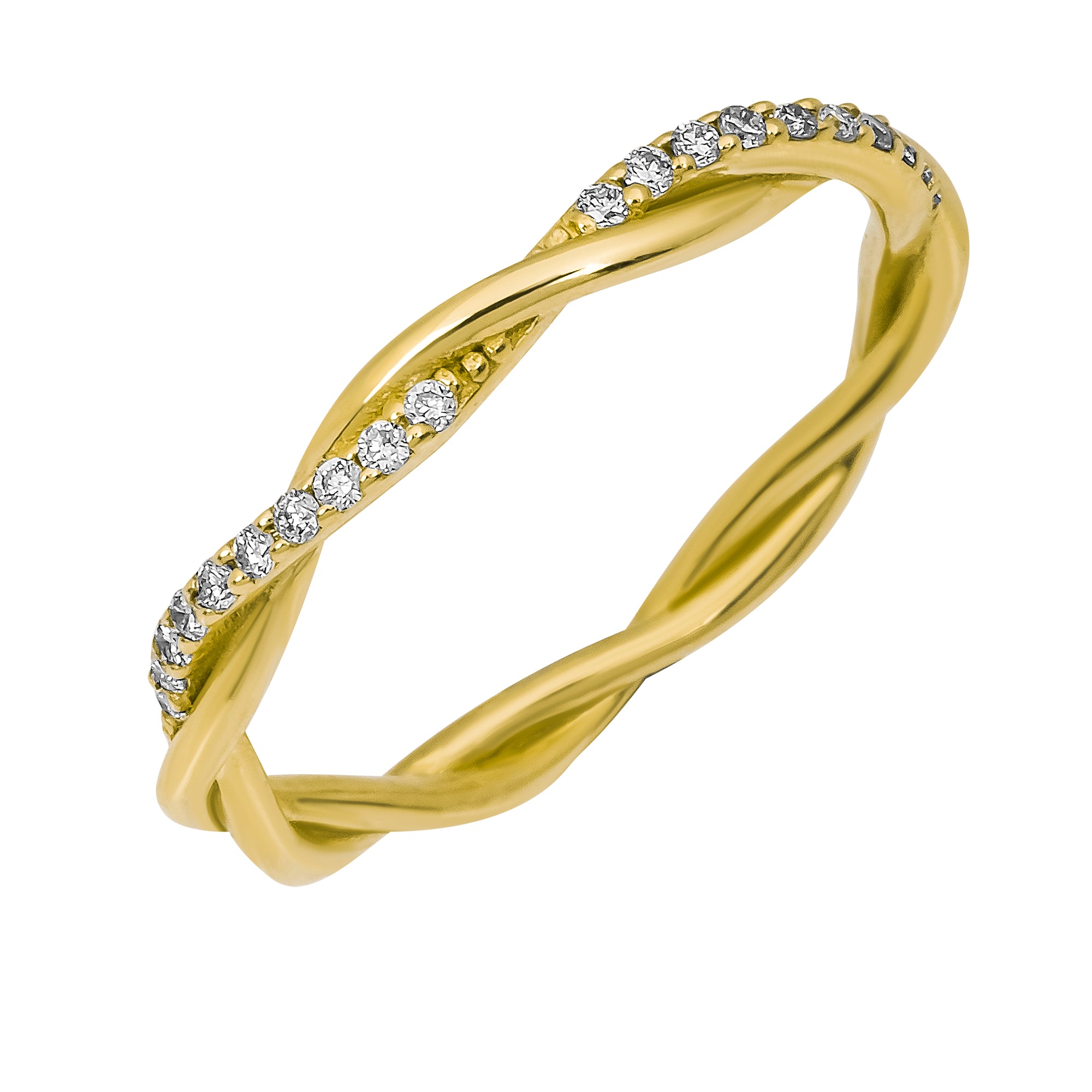 14K Solid Gold Diamond Ring/ Braided Diamond Stackable Ring/ Dainty Twist Diamond Wedding Band/ Diamond Infinity Band/ Mothers Day Gift