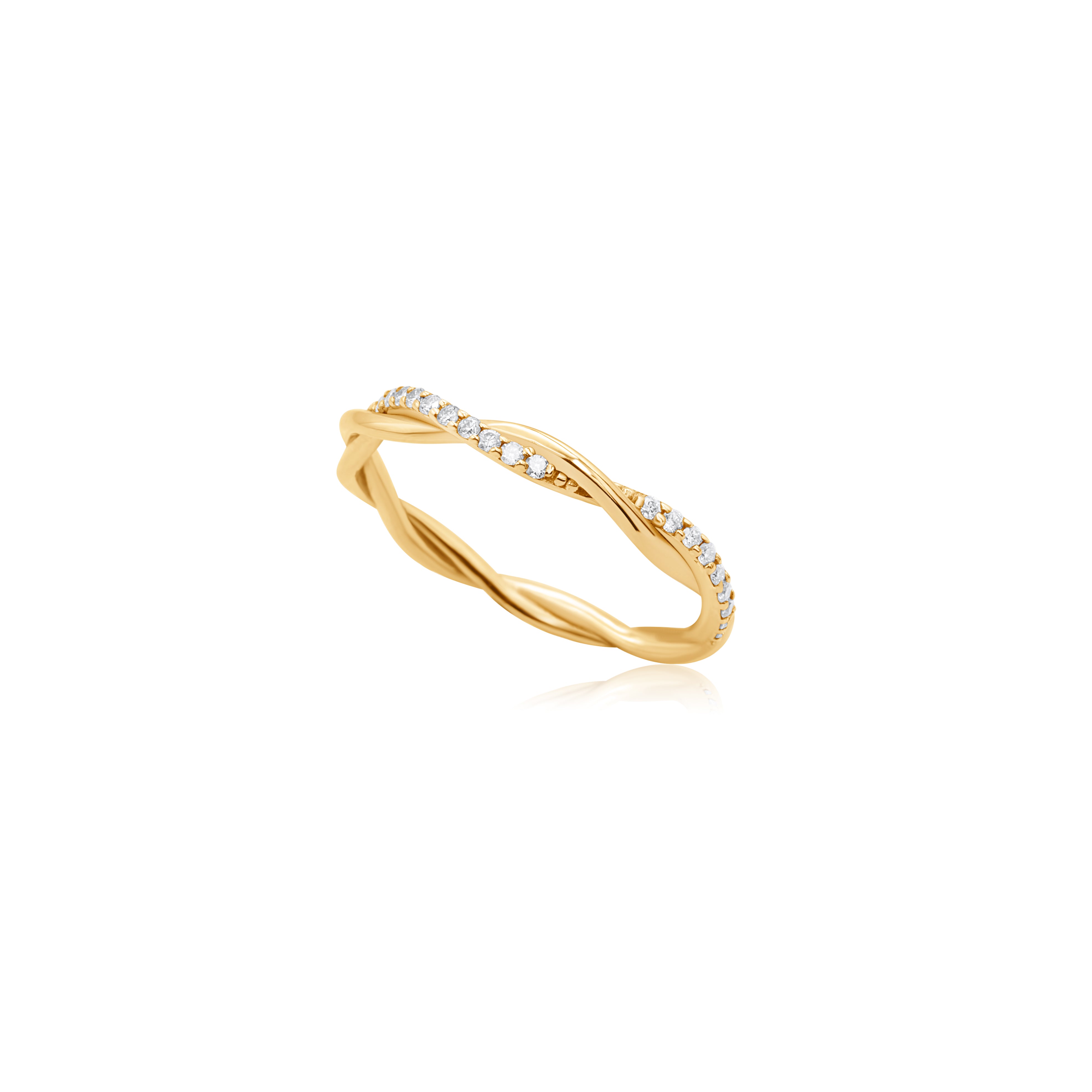 14K Solid Gold Diamond Ring/ Braided Diamond Stackable Ring/ Dainty Twist Diamond Wedding Band/ Diamond Infinity Band/ Mothers Day Gift
