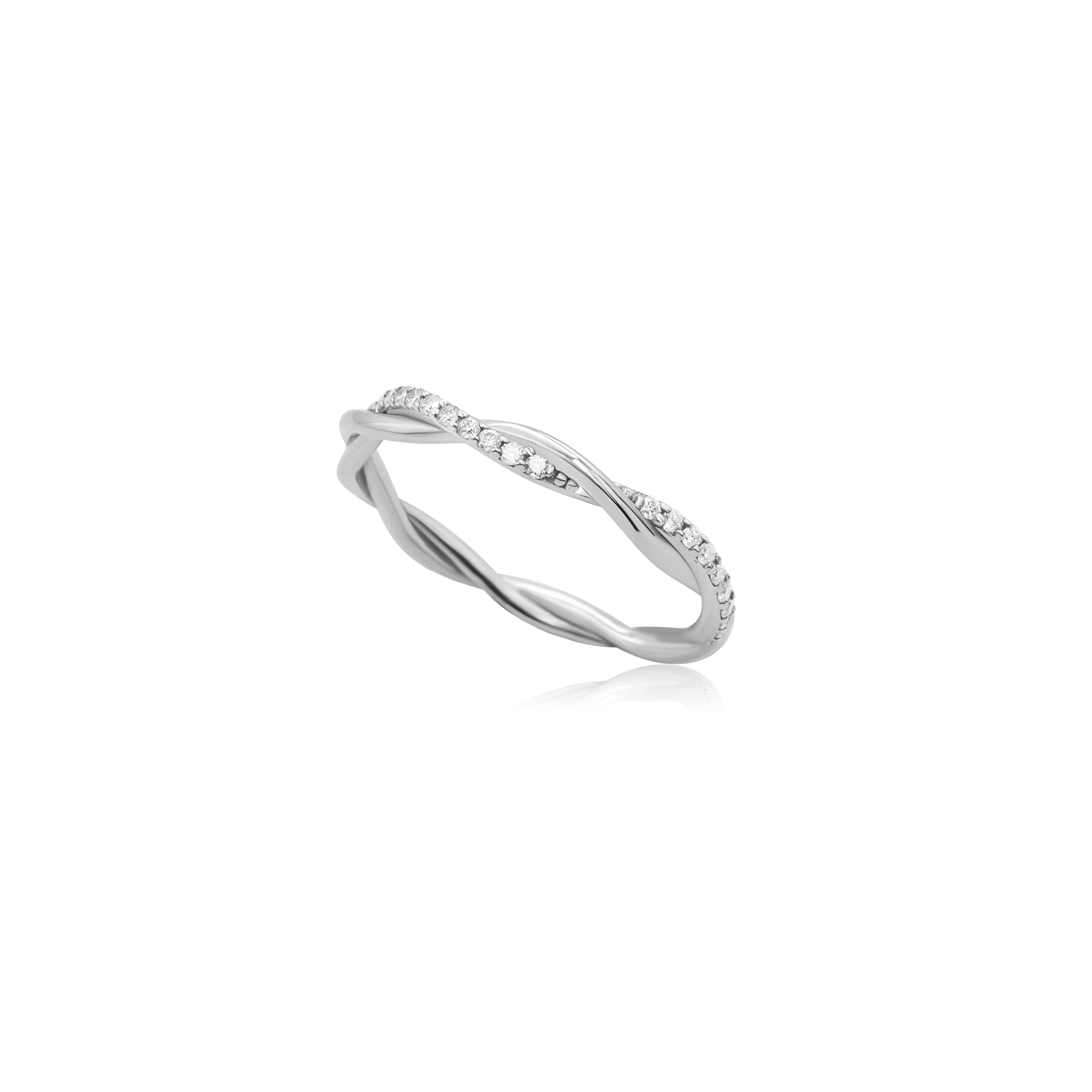 14K Solid Gold Diamond Ring/ Braided Diamond Stackable Ring/ Dainty Twist Diamond Wedding Band/ Diamond Infinity Band/ Mothers Day Gift