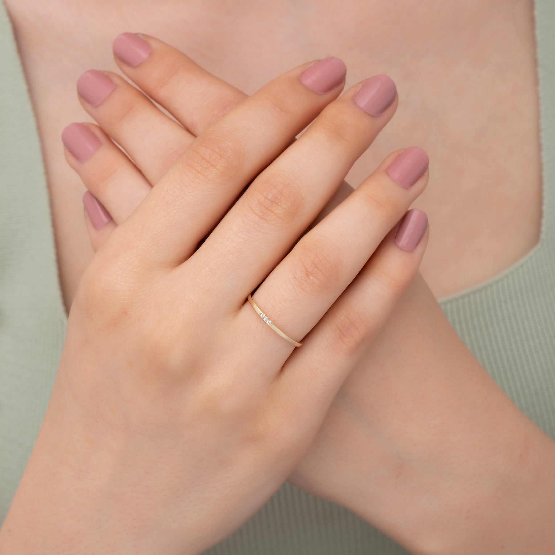 14 Ayar Altın Üst Üste Takılan Pırlanta Yüzük Seti – Evara 