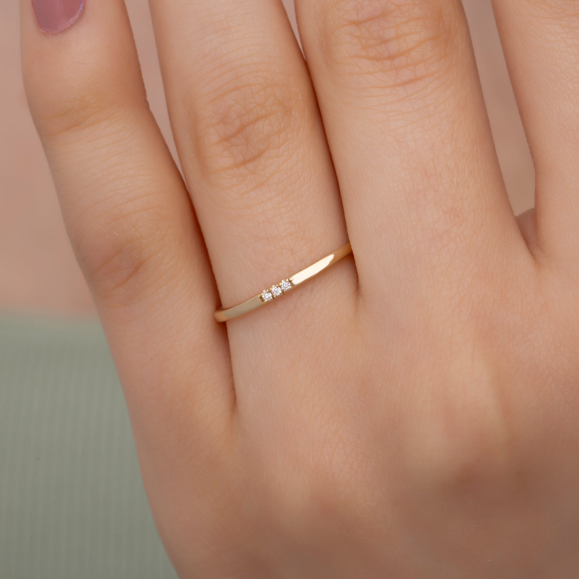 14K Gold Stackable Diamond Rings Set / Minimalist Dainty Gold Bands for Women / Elegant Gold Stacking Rings / Everyday Gold Jewelry Gift