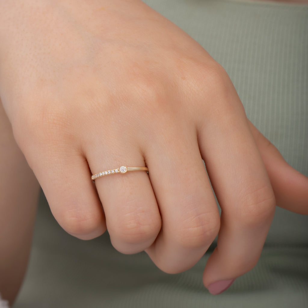 The 14K Gold Diamond Stacking Ring – Calais