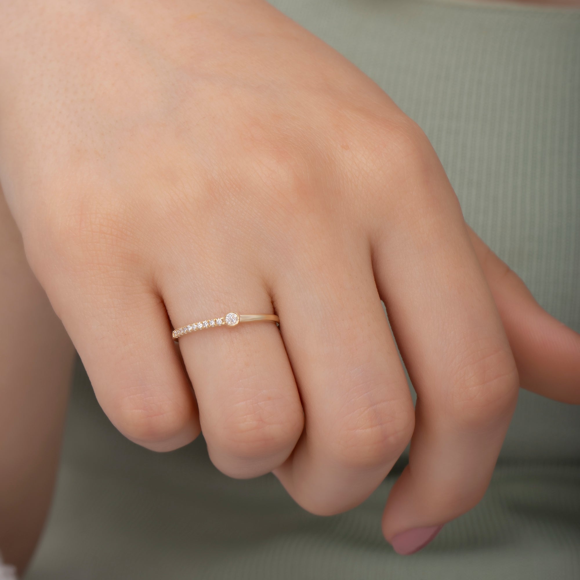 The 14K Gold Diamond Stacking Ring – Calais