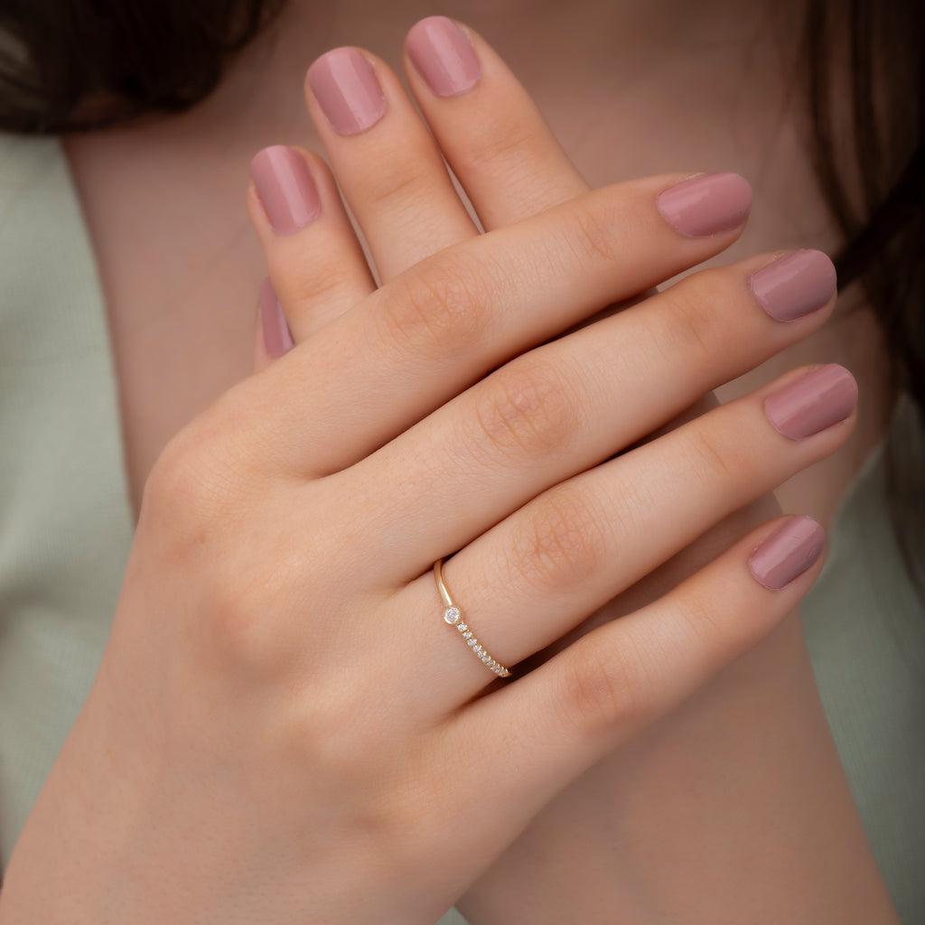 The 14K Gold Diamond Stacking Ring – Calais