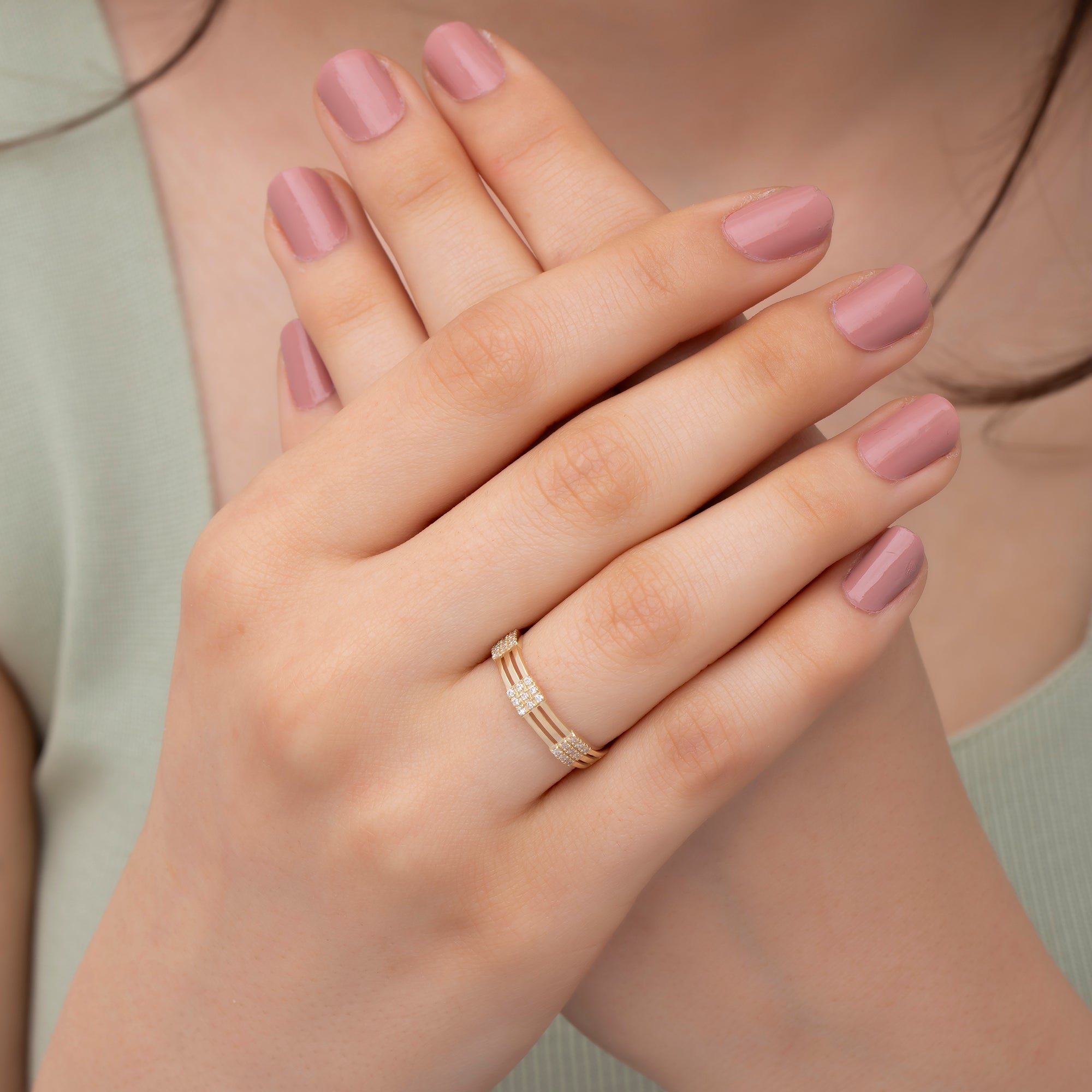 14K Gold Multi-Band Diamond Ring – Solvera