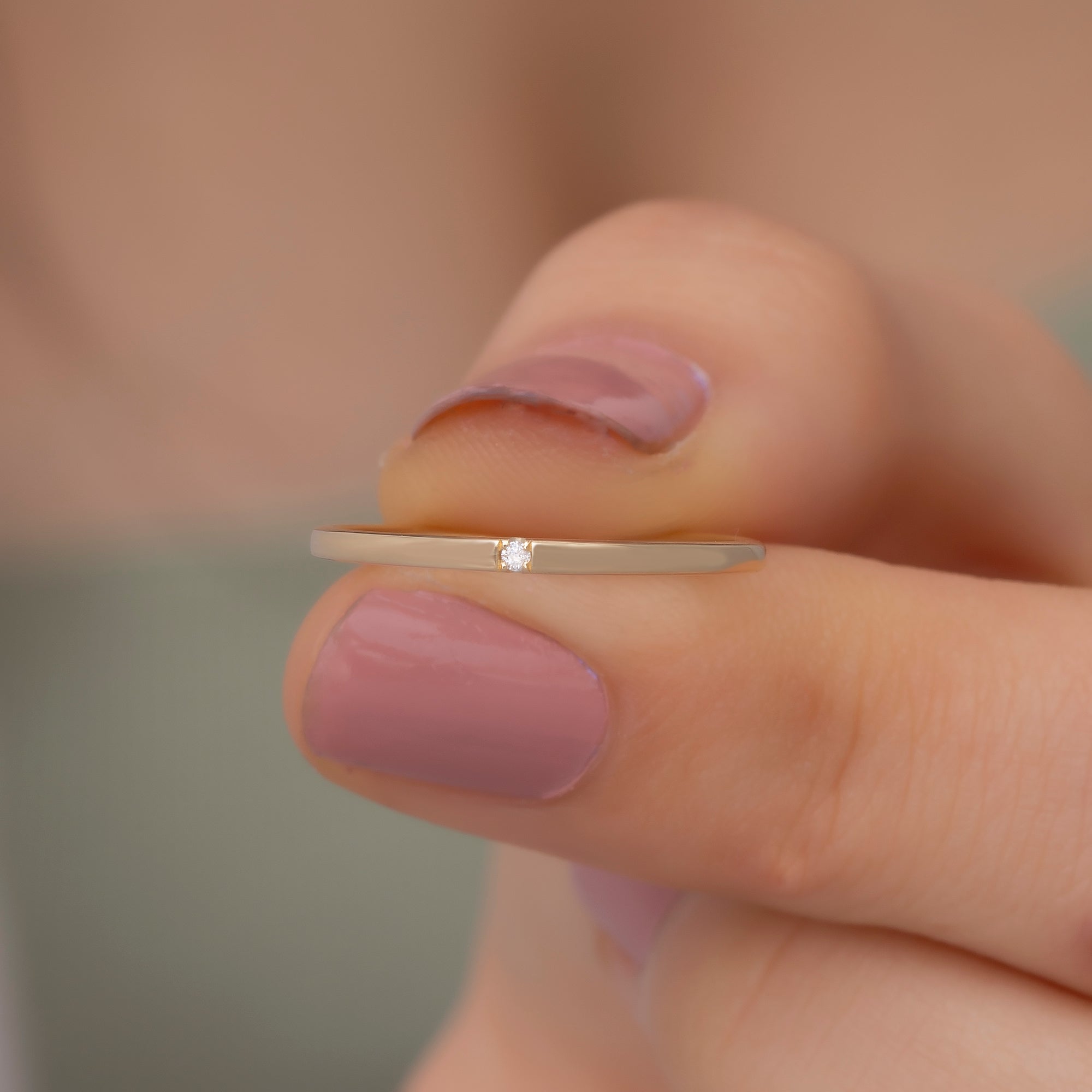 14K Gold Stackable Diamond Rings Set / Minimalist Dainty Gold Bands for Women / Elegant Gold Stacking Rings / Everyday Gold Jewelry Gift