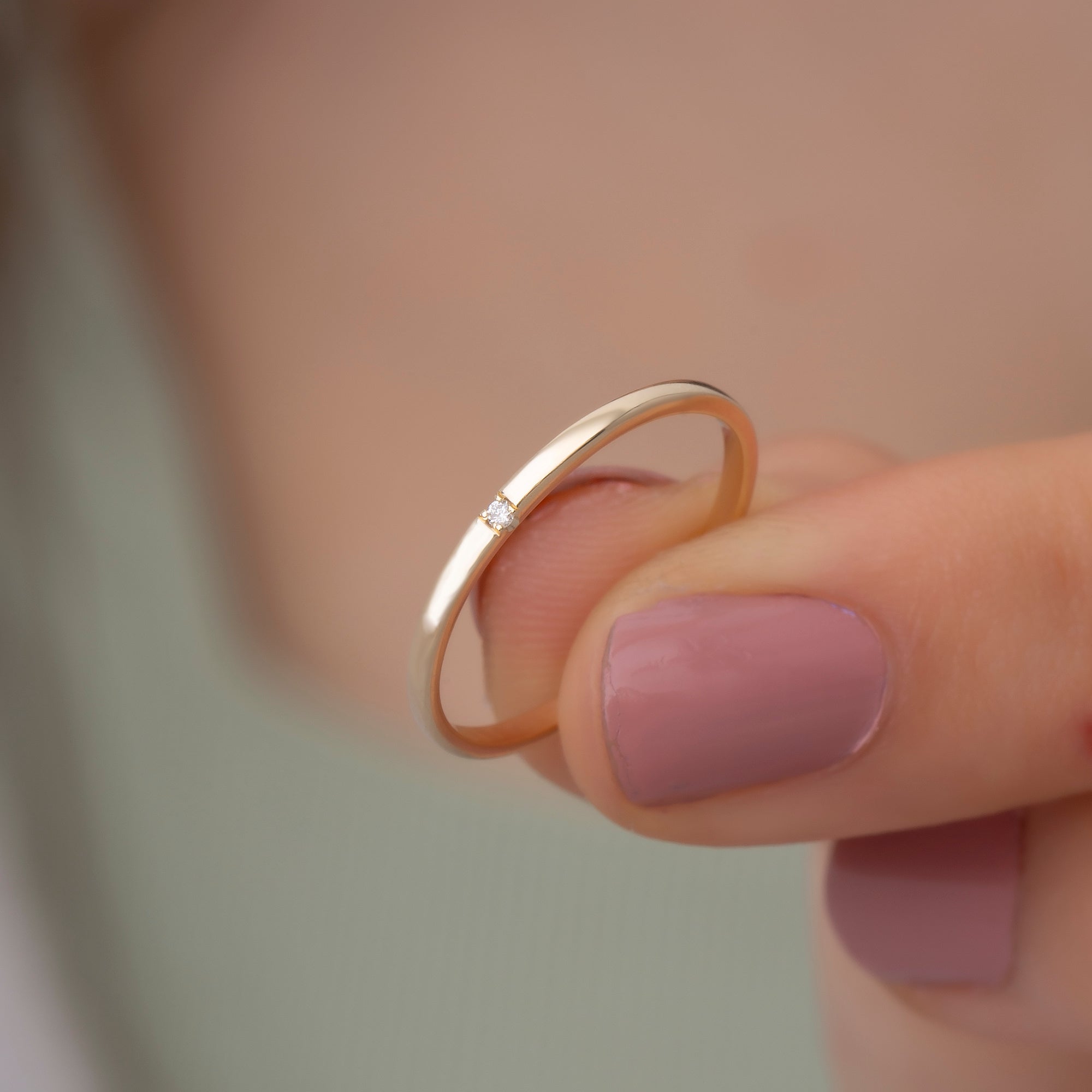 14K Gold Stackable Diamond Rings Set / Minimalist Dainty Gold Bands for Women / Elegant Gold Stacking Rings / Everyday Gold Jewelry Gift