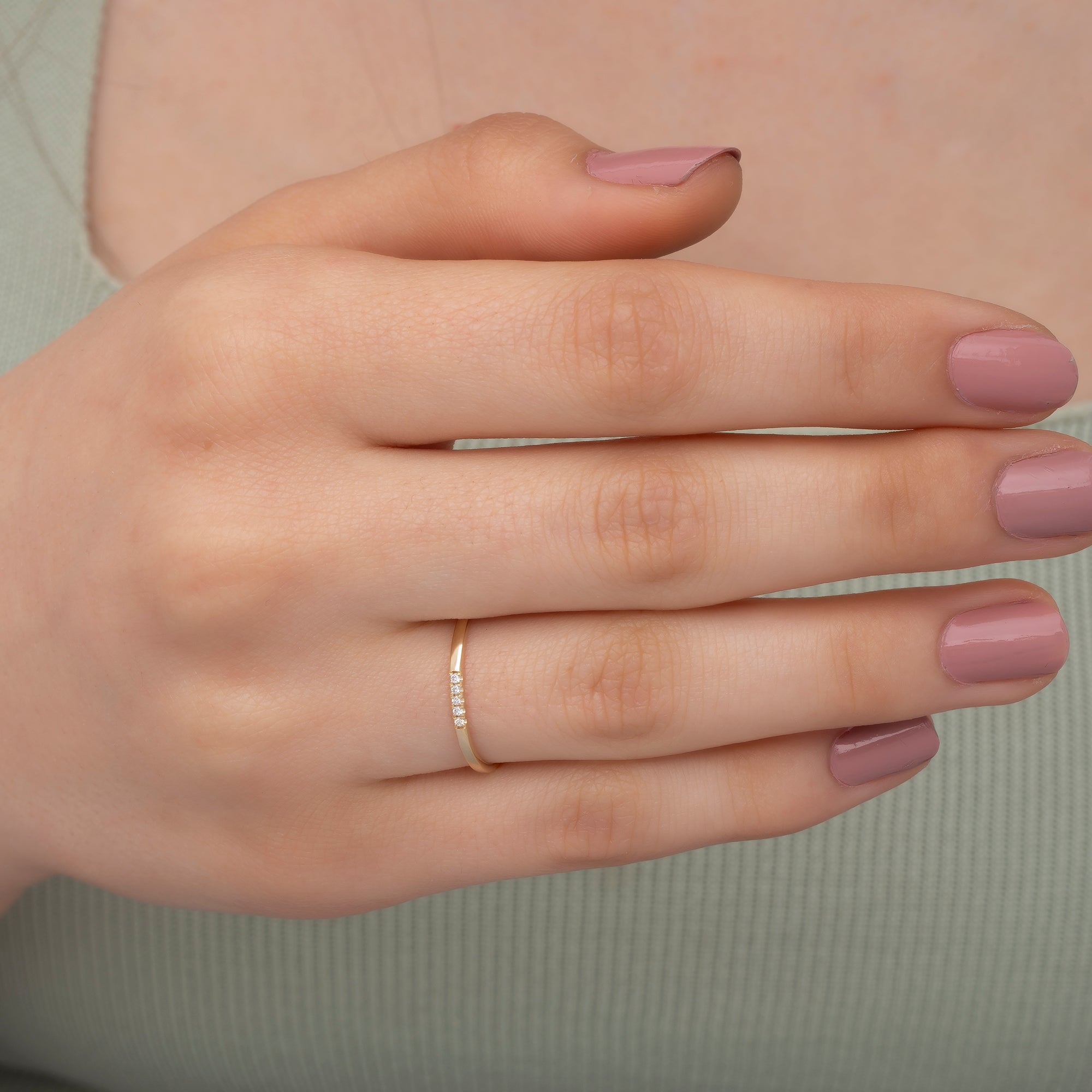 14K Gold Stackable Diamond Rings Set / Minimalist Dainty Gold Bands for Women / Elegant Gold Stacking Rings / Everyday Gold Jewelry Gift