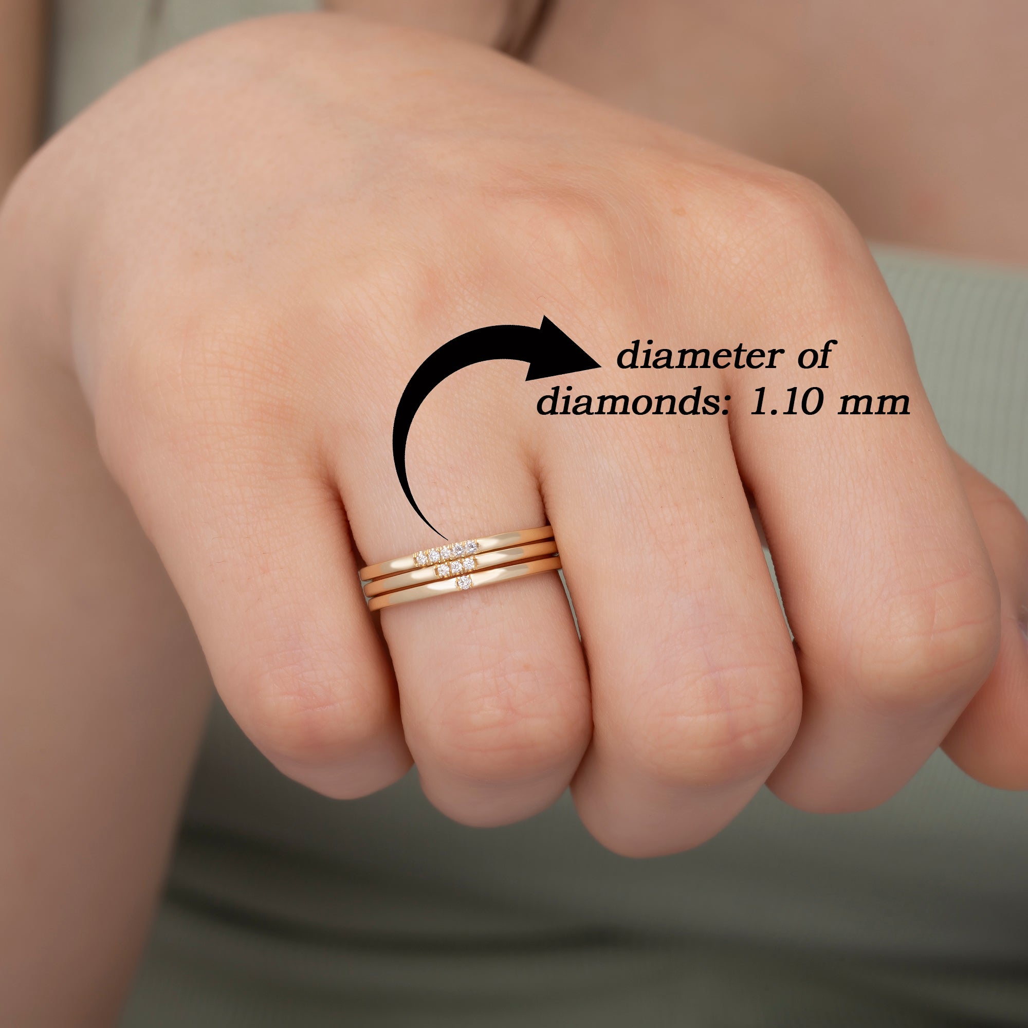 14K Gold Stackable Diamond Rings Set / Minimalist Dainty Gold Bands for Women / Elegant Gold Stacking Rings / Everyday Gold Jewelry Gift