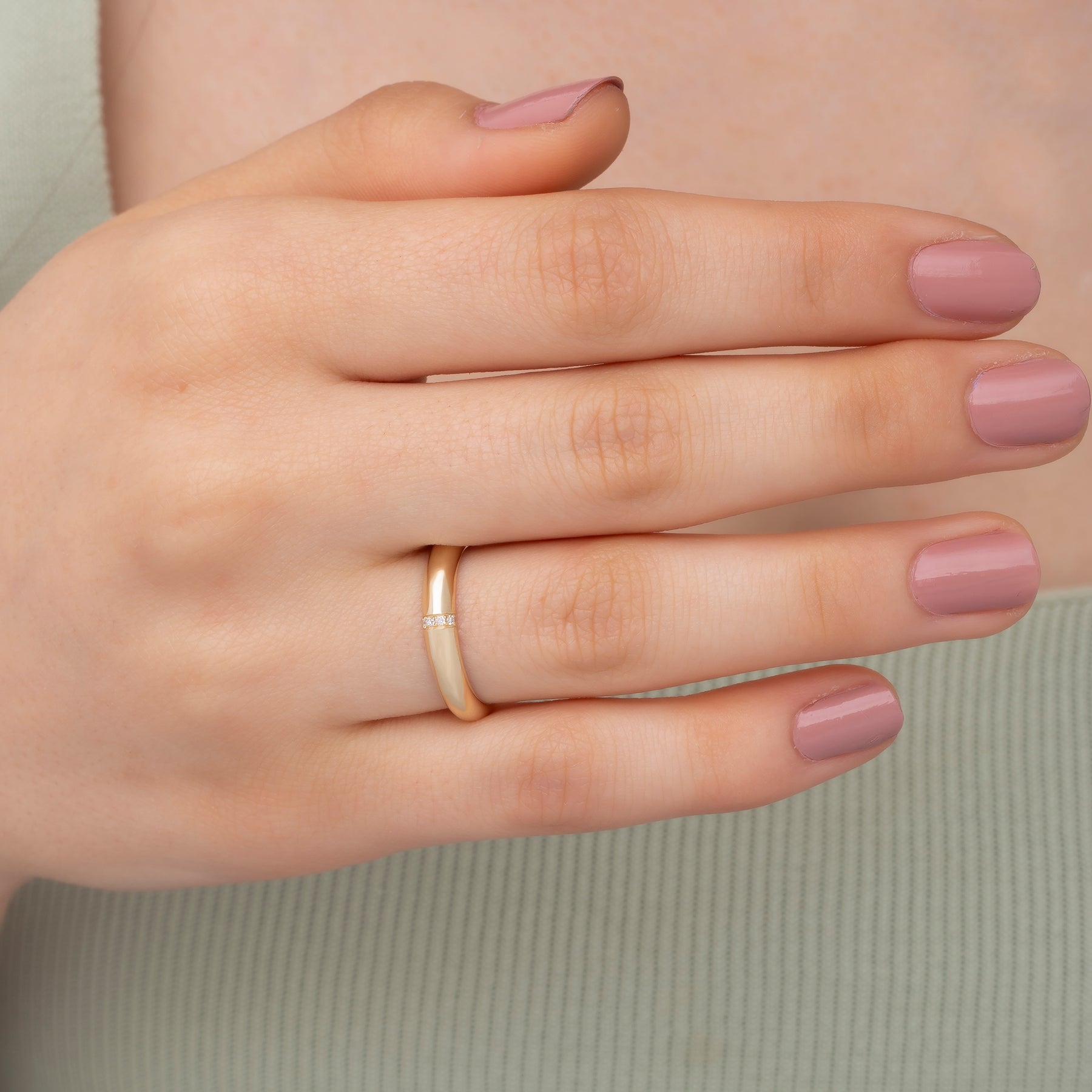 14K Gold Diamond Wedding Band – Auren