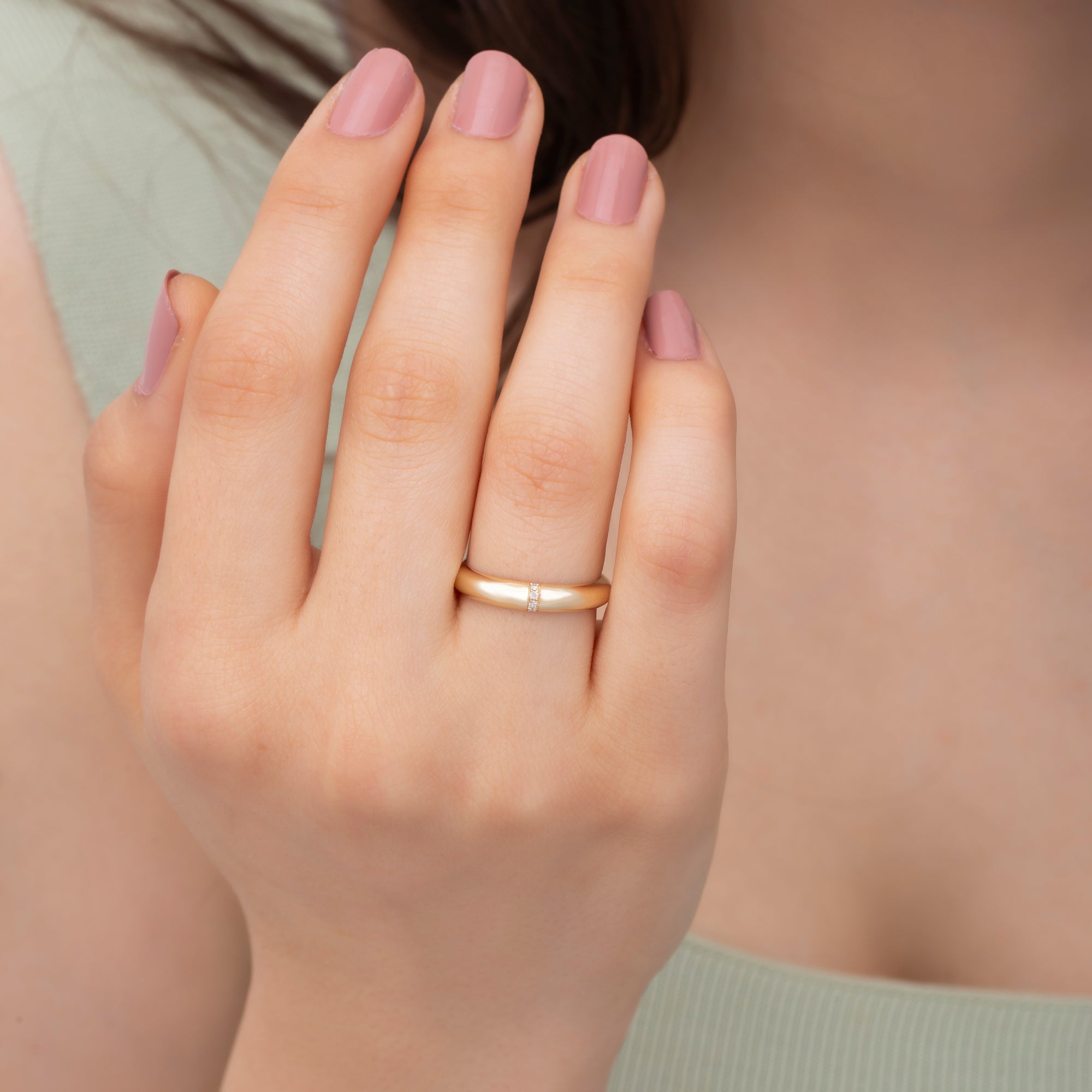 14K Gold Diamond Wedding Band – Auren