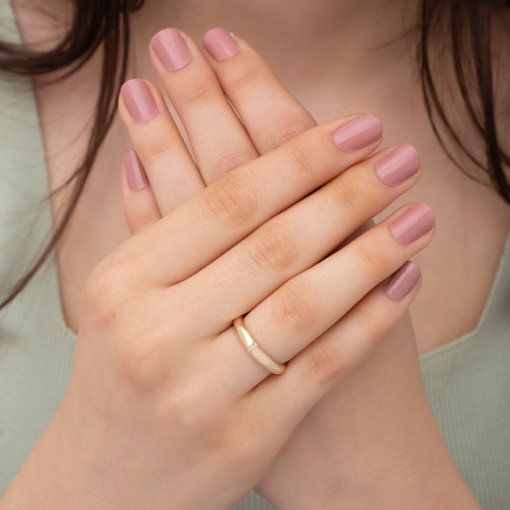 14K Gold Diamond Wedding Band – Auren