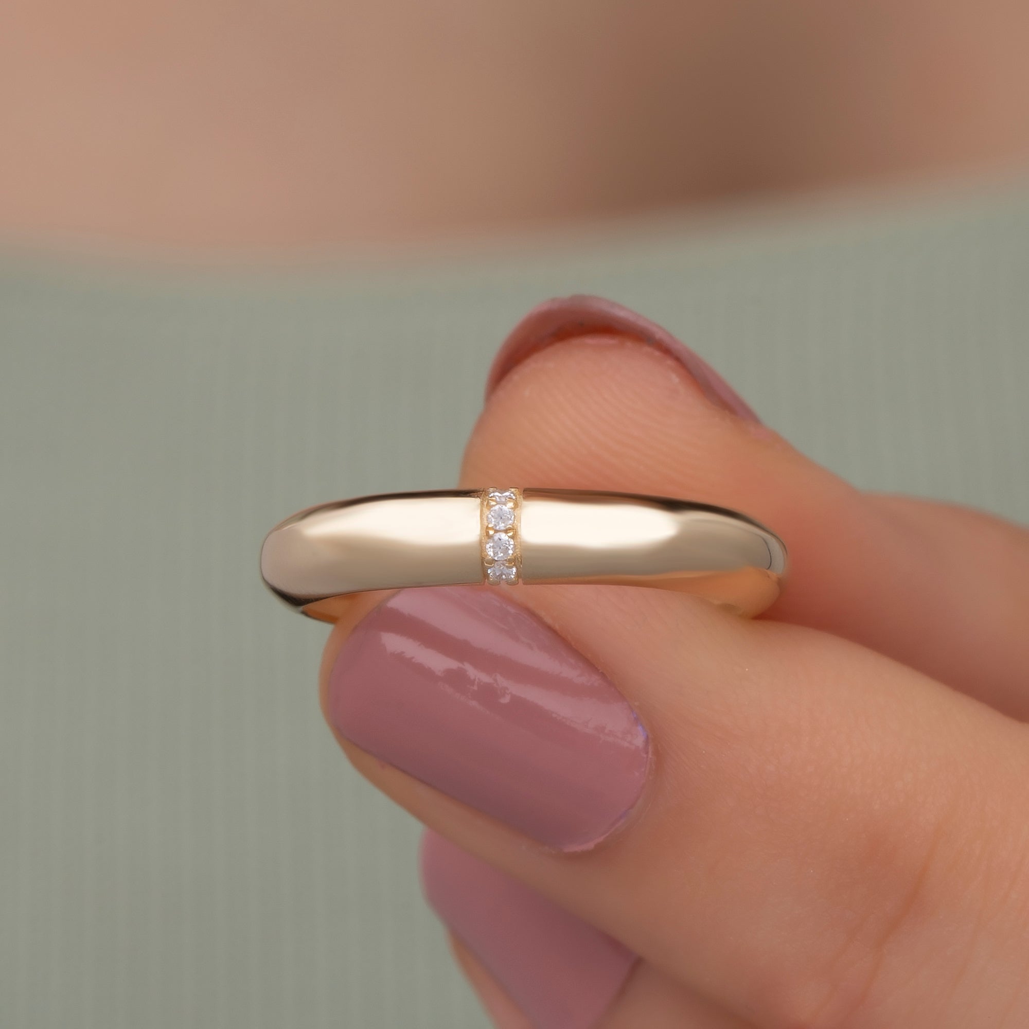 14K Gold Diamond Wedding Band – Auren