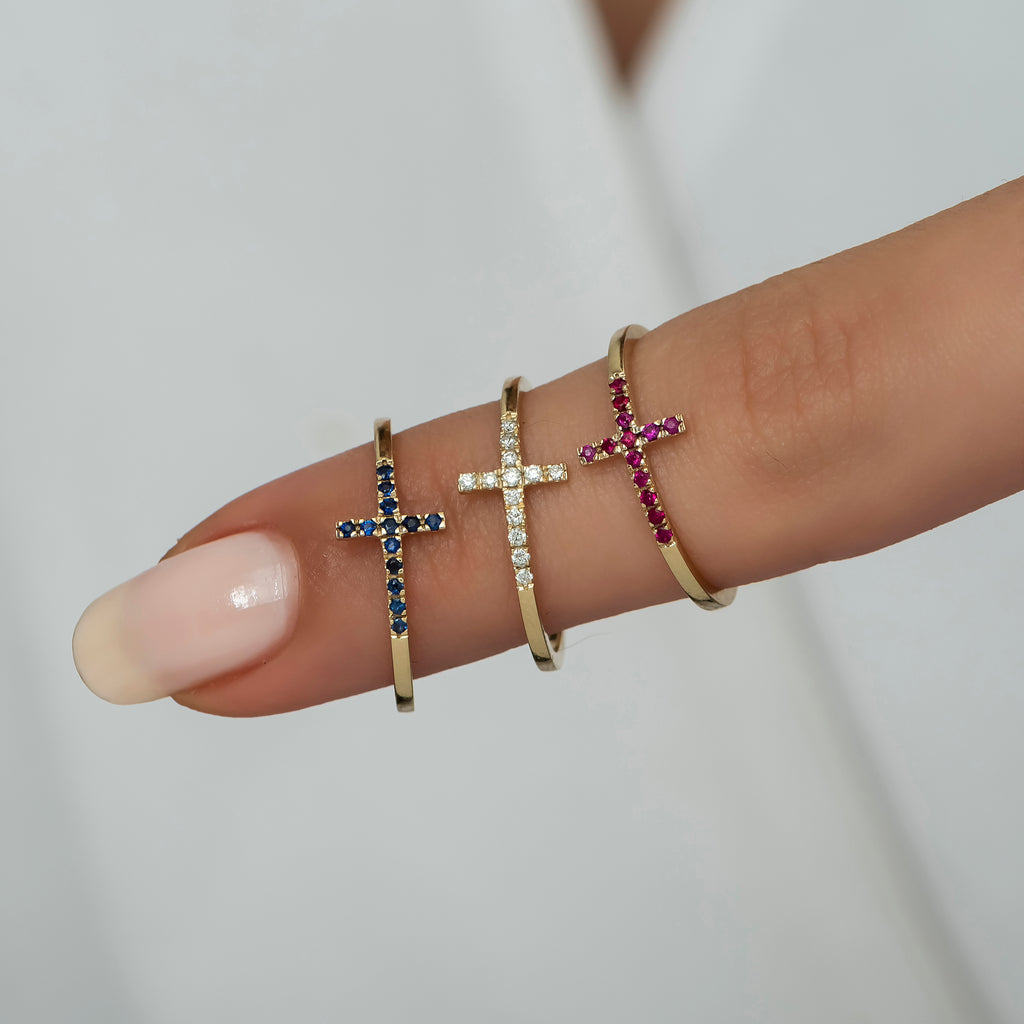 14K Gold Ruby Cross Ring – Serelis