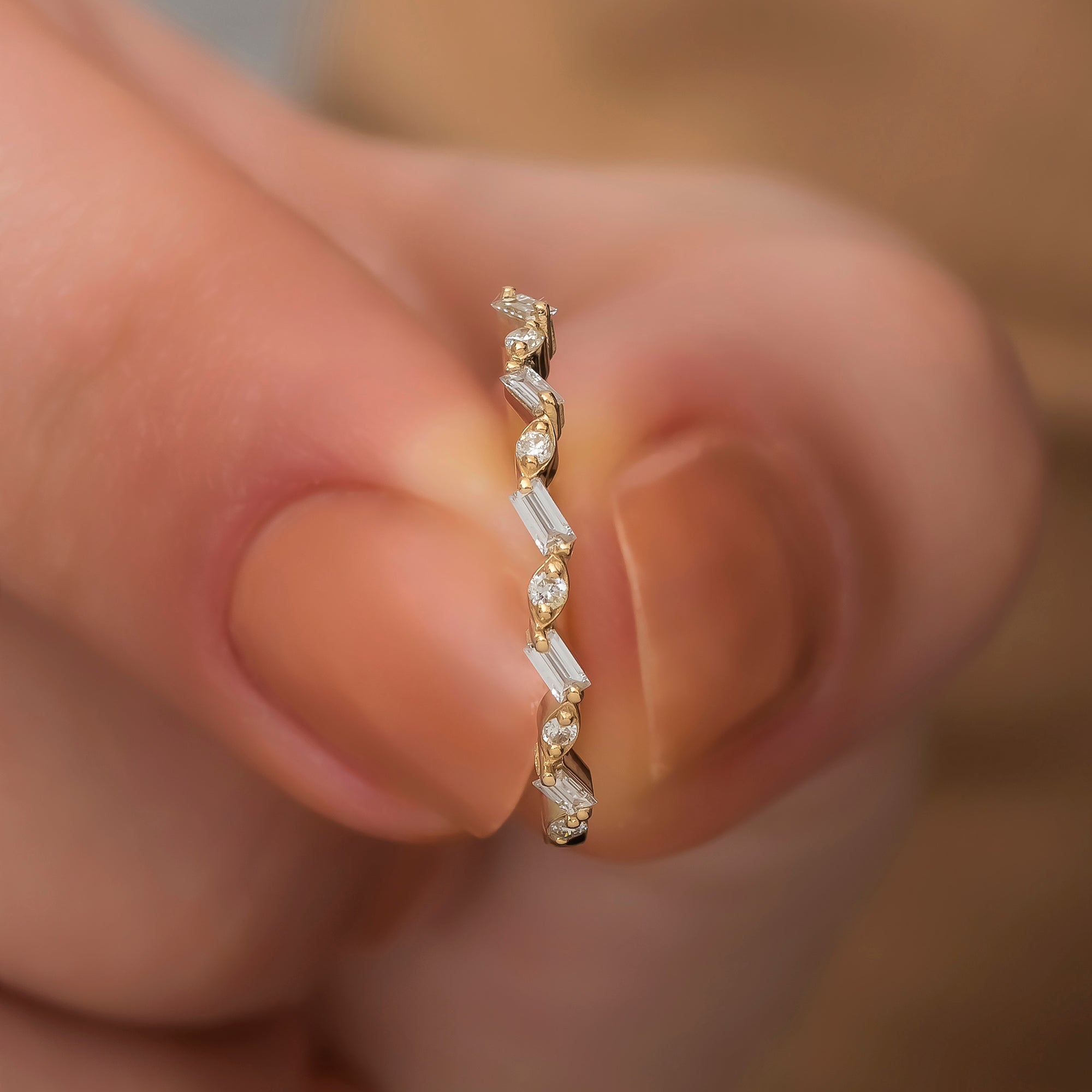 14K Gold Baguet Diamond Rings for Woman/ Unique Diamond Stackable Ring/ Diamond Ring Gifts/ The Mom/ Birthday Gifts/ Mothers Day Gift