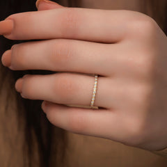 14K Gold Thin Diamond Half Eternity Band – Calyra